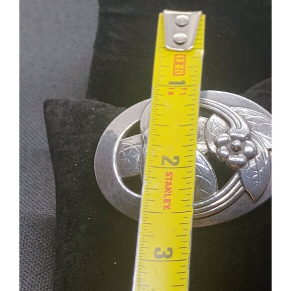 Georg Jensen Older 1920s Hallmark Oval Floral Sterling Brooch #13 Denmark 18.4g - Picture 4 of 6